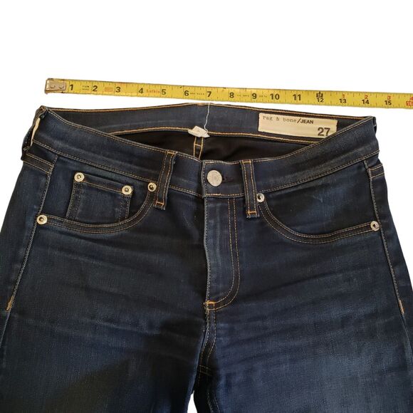 rag & bone Women's  High Rise Skinny Ankle Jean in Dark Blue Size 27 - Picture 3 of 12